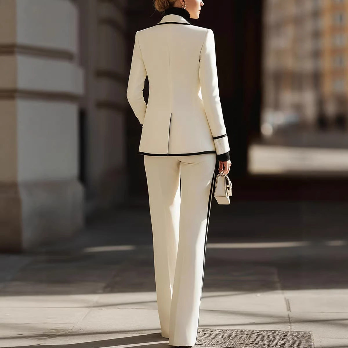 Long Sleeve Lapel Double Breasted Suit Jacket Casual Suit Pants Set