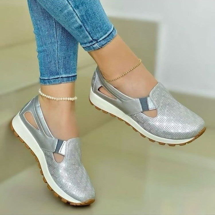 Plus-size Womens Shoes Korean-style Chunky-soled Versatile Slip-on Casual Flats