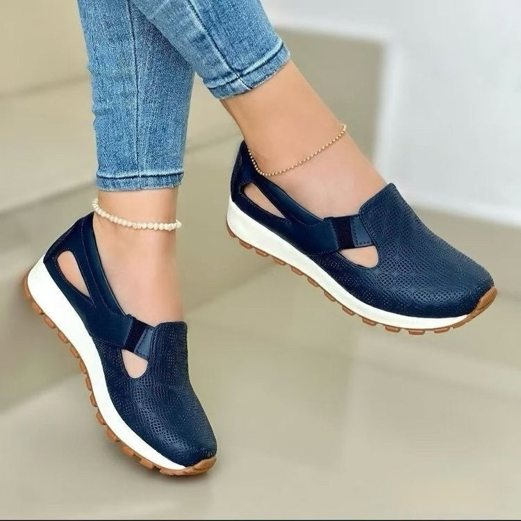 Plus-size Womens Shoes Korean-style Chunky-soled Versatile Slip-on Casual Flats