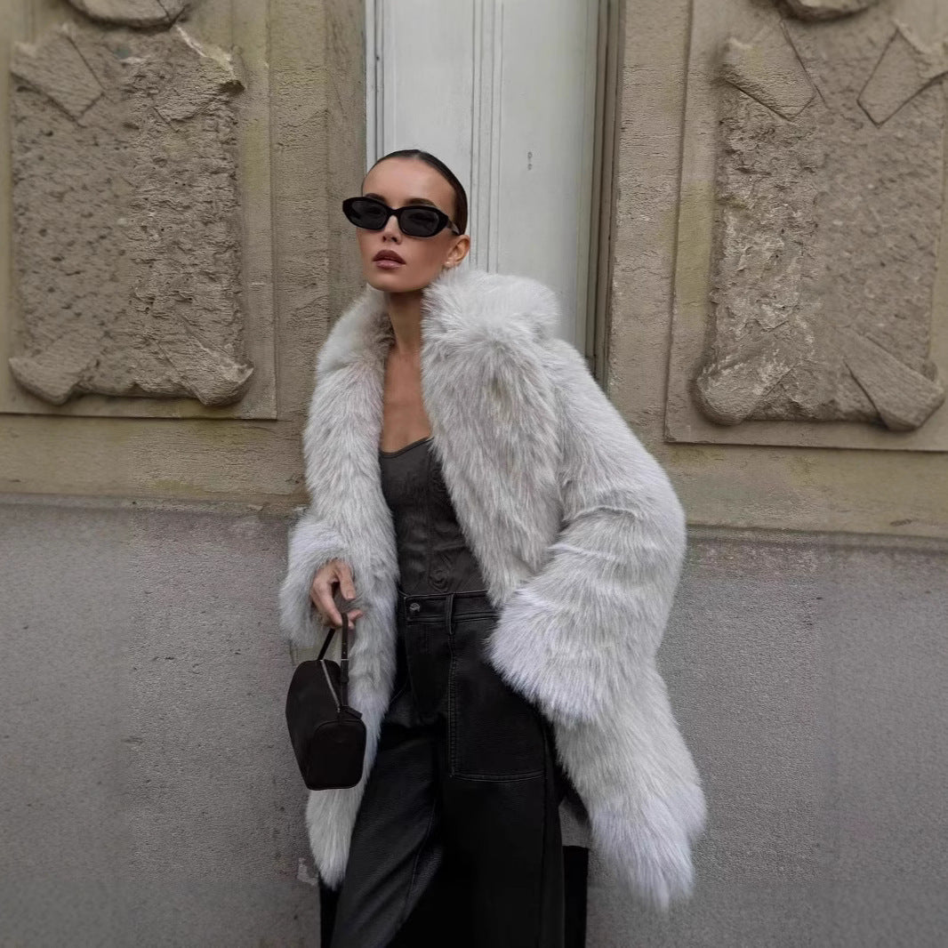 Mid-Length Faux Fur Coat