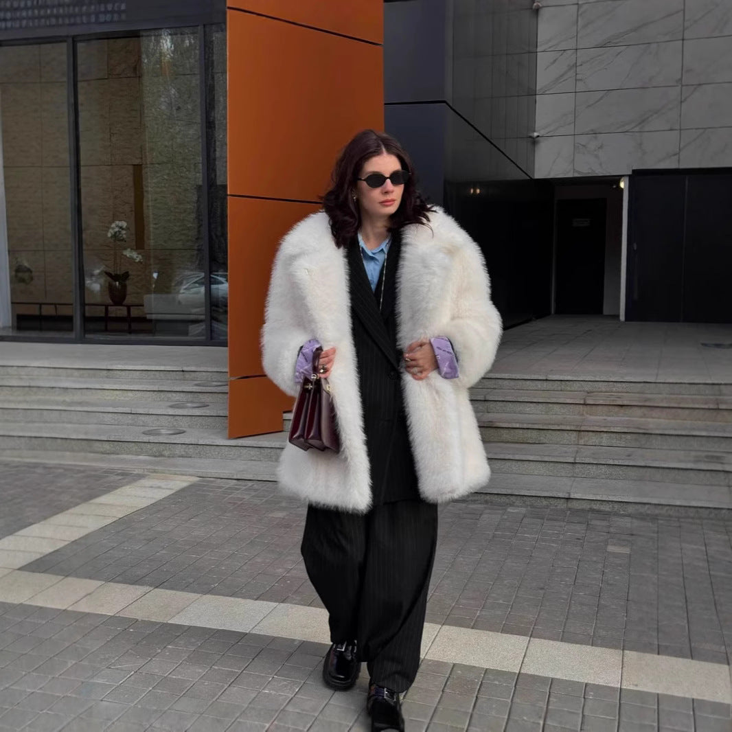 Mid-Length Faux Fur Coat