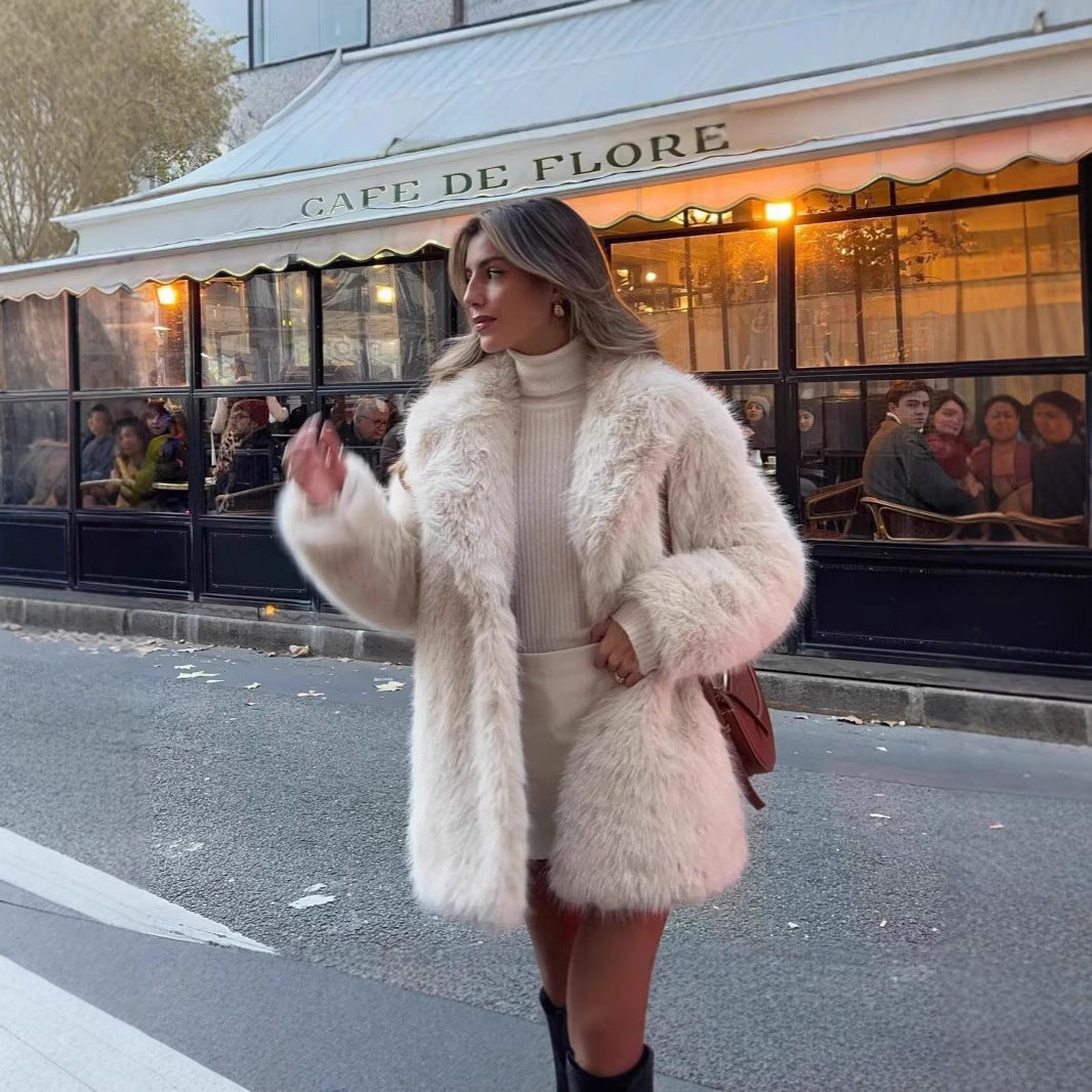 Mid-Length Faux Fur Coat