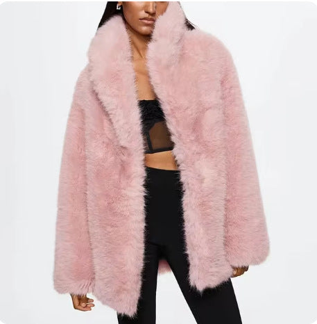 Mid-Length Faux Fur Coat