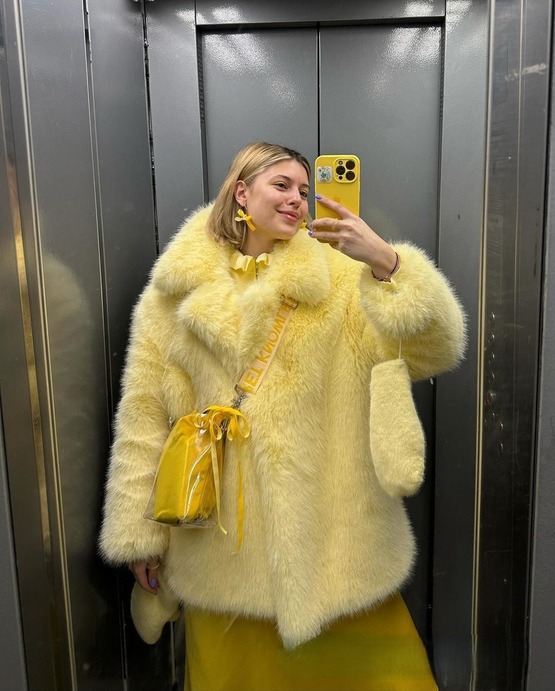 Mid-Length Faux Fur Coat