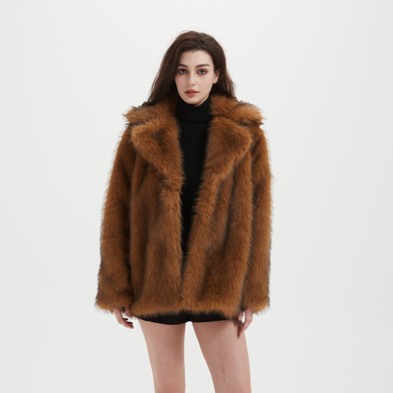 Mid-Length Faux Fur Coat
