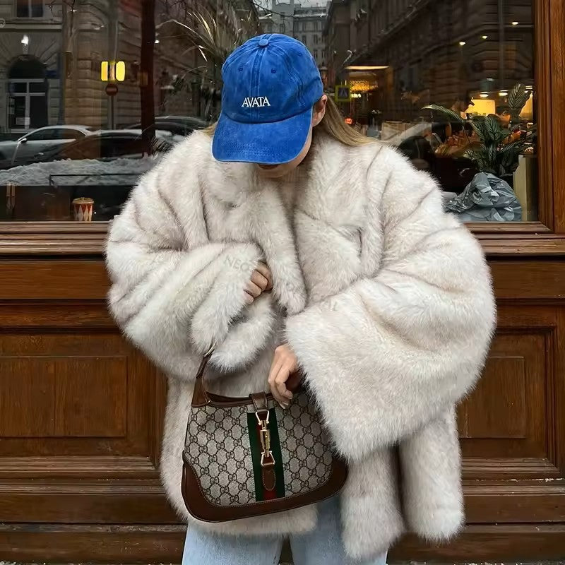 Mid-Length Faux Fur Coat